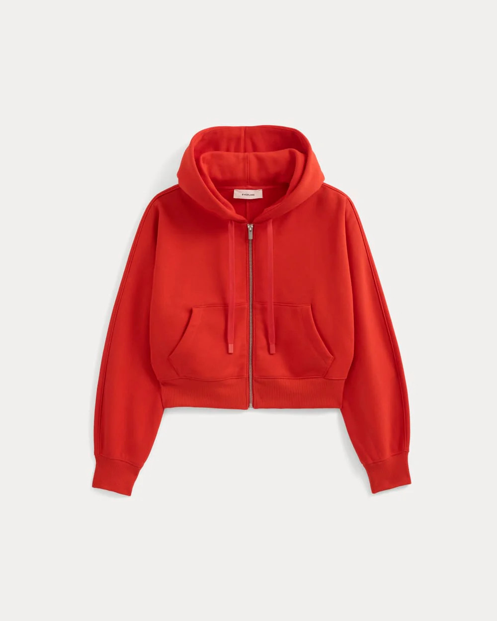 Luxe Fleece Full-Zip Cropped Hoodie | Fiery Red | Everlane