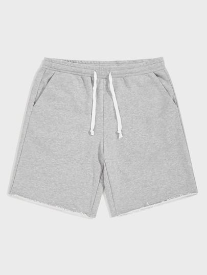 Guys Heathered Gray Drawstring Athletic Shorts | ROMWE