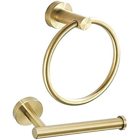 HouseAid Towel Ring and Toilet Paper Holder Set 2 Pieces Bathroom Hardware Stainless Steel Bathroom  | Amazon (US)