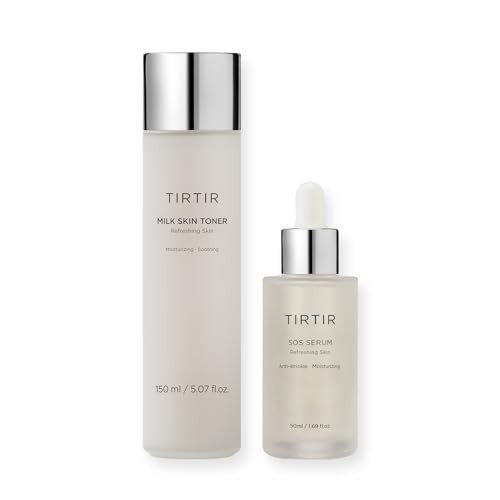 TIRTIR Daily Hydration Set - Milk Skin Toner + SOS Serum, Rice Bran Extract, Chamomile, Radiant Glow | Fragrance Free, Mineral Oil Free, Fungal Acne Safe… | Amazon (US)