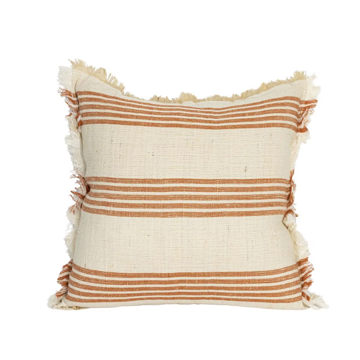 Hand Woven Terracotta Striped Throw Pillow Jute & Cotton With Polyester Fill by Foreside Home & G... | Target