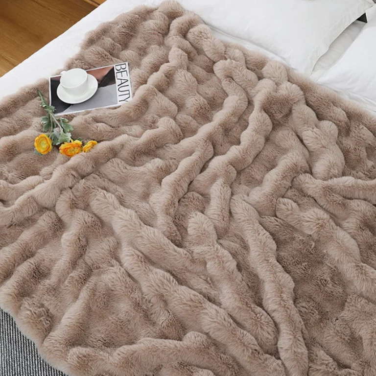 Faux Fur Throw Blanket Rainbow - Big Bubble Rabbit Fluff Blanket for Couch Bed Sofa,Softest Fluff... | Walmart (US)