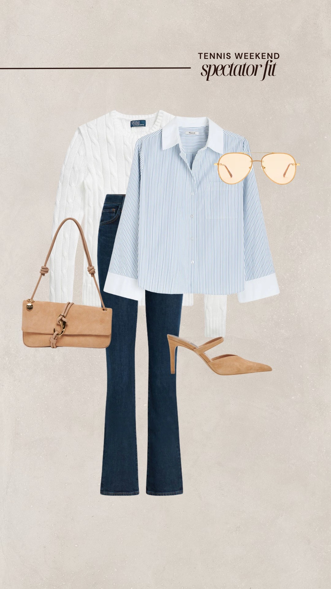 A more relaxed, spring tennis watching outfit 💛 

tennis outfit l spring l striped