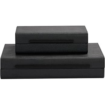 KIngflux Shagreen Decorative Boxes Set of 2-Modern Faux Leather Jewelry Orgazier, Engineered Wood... | Amazon (US)