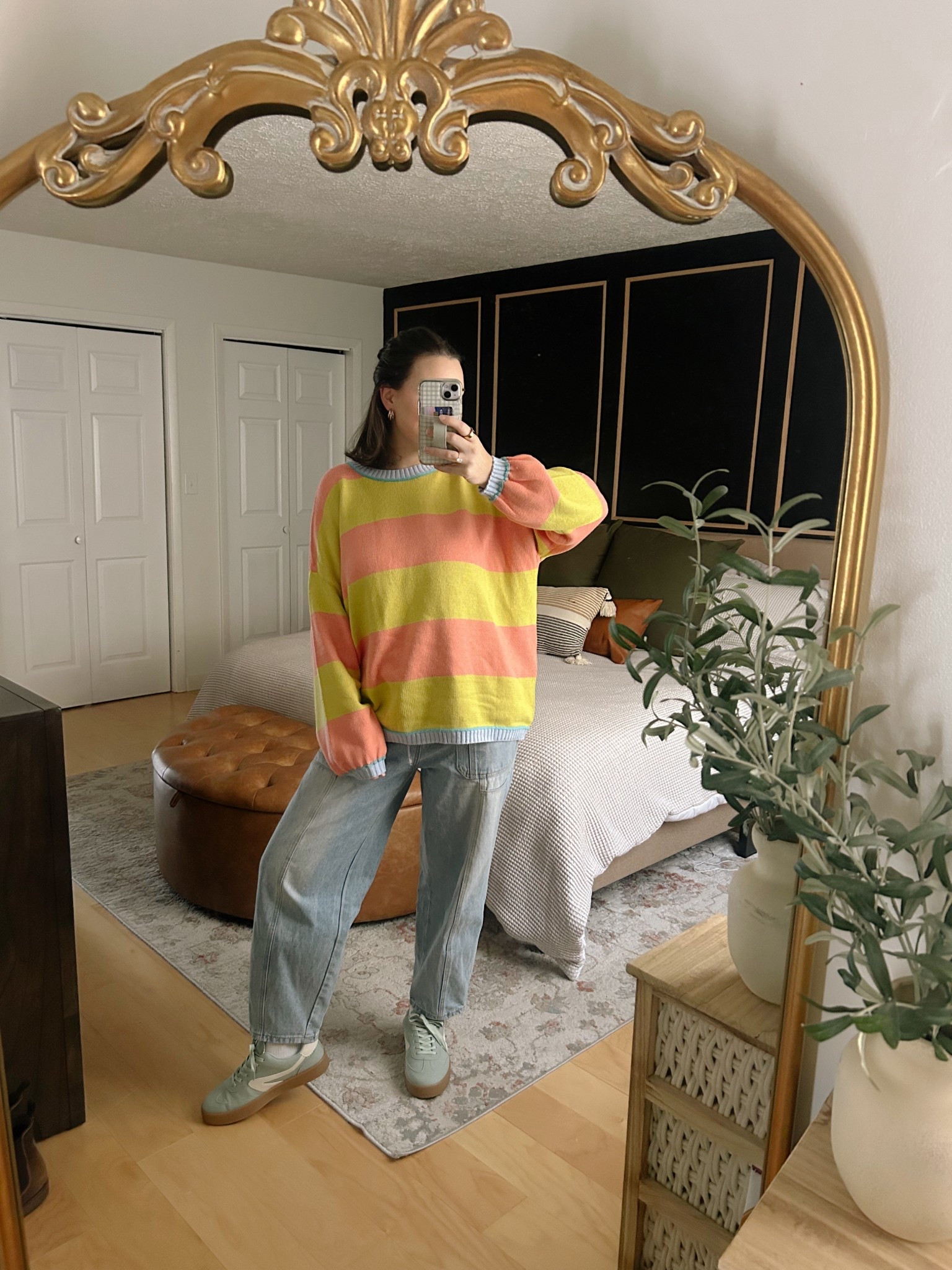 Fun + funky outfit, free people lookalike, look for less 🧡💛🩷

Affordable, realistic, colorful Amazon outfit! Mom-approved! Chunky striped sweater, barrel leg bow jeans, mint green tennis shoes, Walli case!

#LTKFindsUnder50 #LTKmomlife #LTKootd