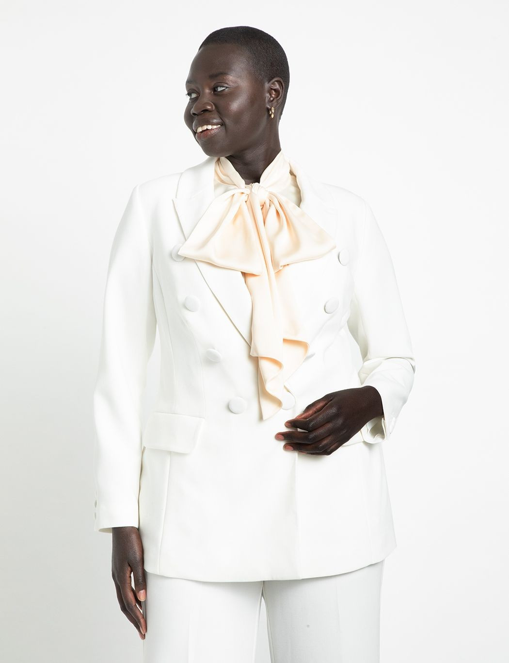 Long Button Detail Blazer | Eloquii