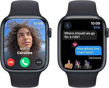 Apple Watch Series 9 [GPS 45mm] Smartwatch with Midnight Aluminum Case with Midnight Sport Band M... | Amazon (US)
