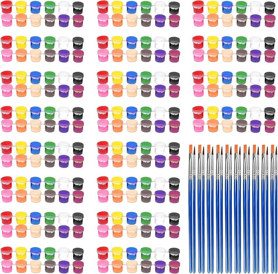 280 Pcs Washable Acrylic Paint for Kids Arts and Crafts, 20 Gouache Watercolor Paint Sets of 12 Colors for Party Classroom Painting Supplies, 20 Flat and 20 Pointed Brushes | Amazon (US)