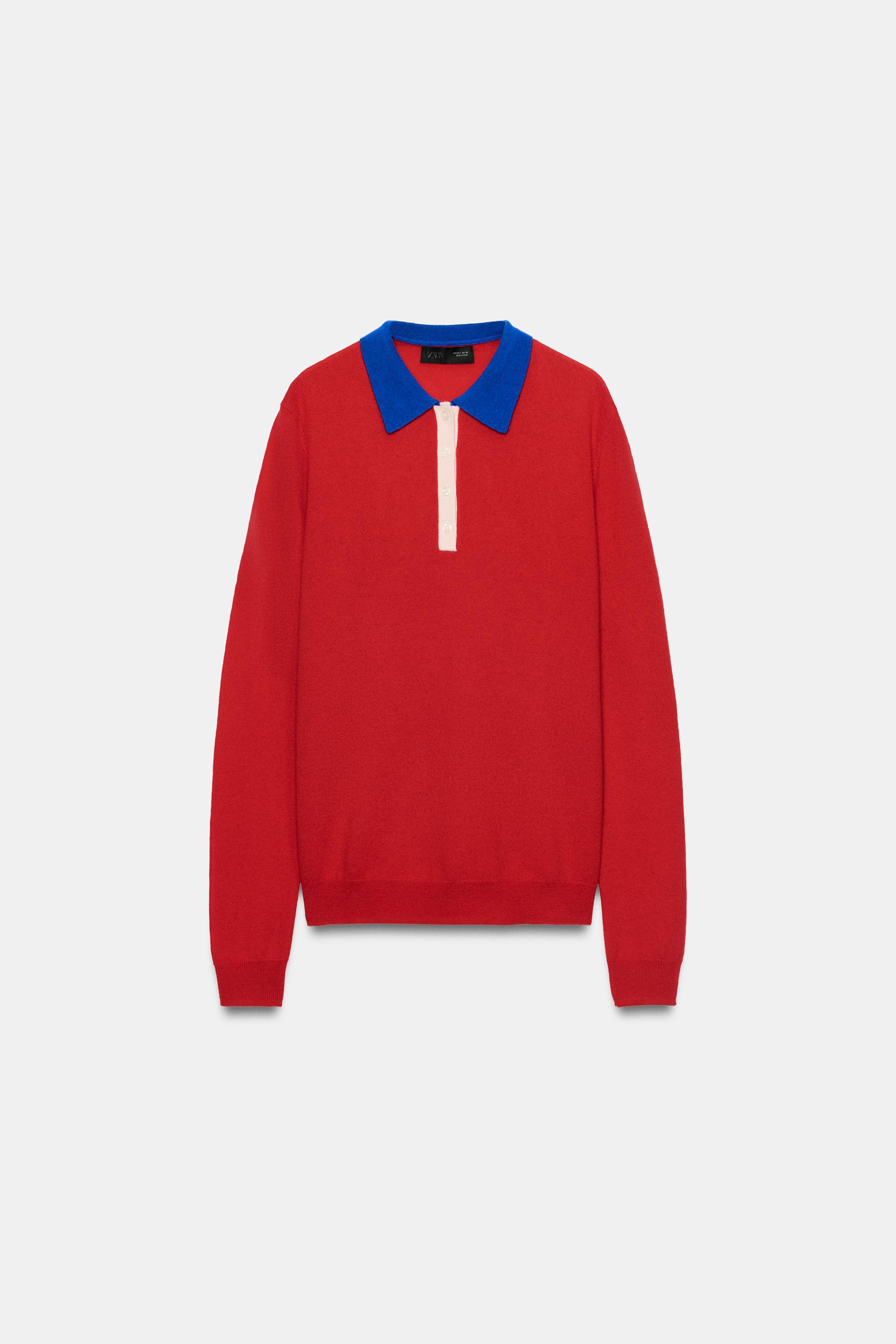 100% EXTRA-SOFT WOOL POLO SWEATER WITH CONTRAST COLLAR | Zara US