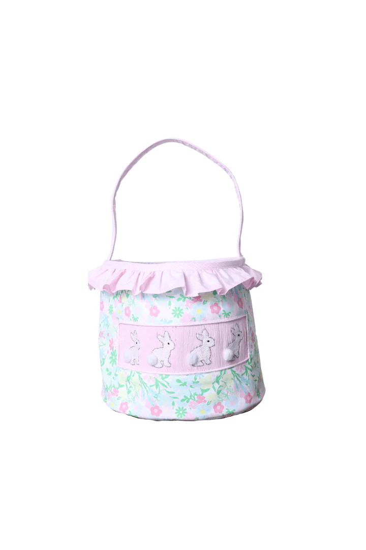 Smocked Bunny Ellie Floral Basket | The Smocked Flamingo