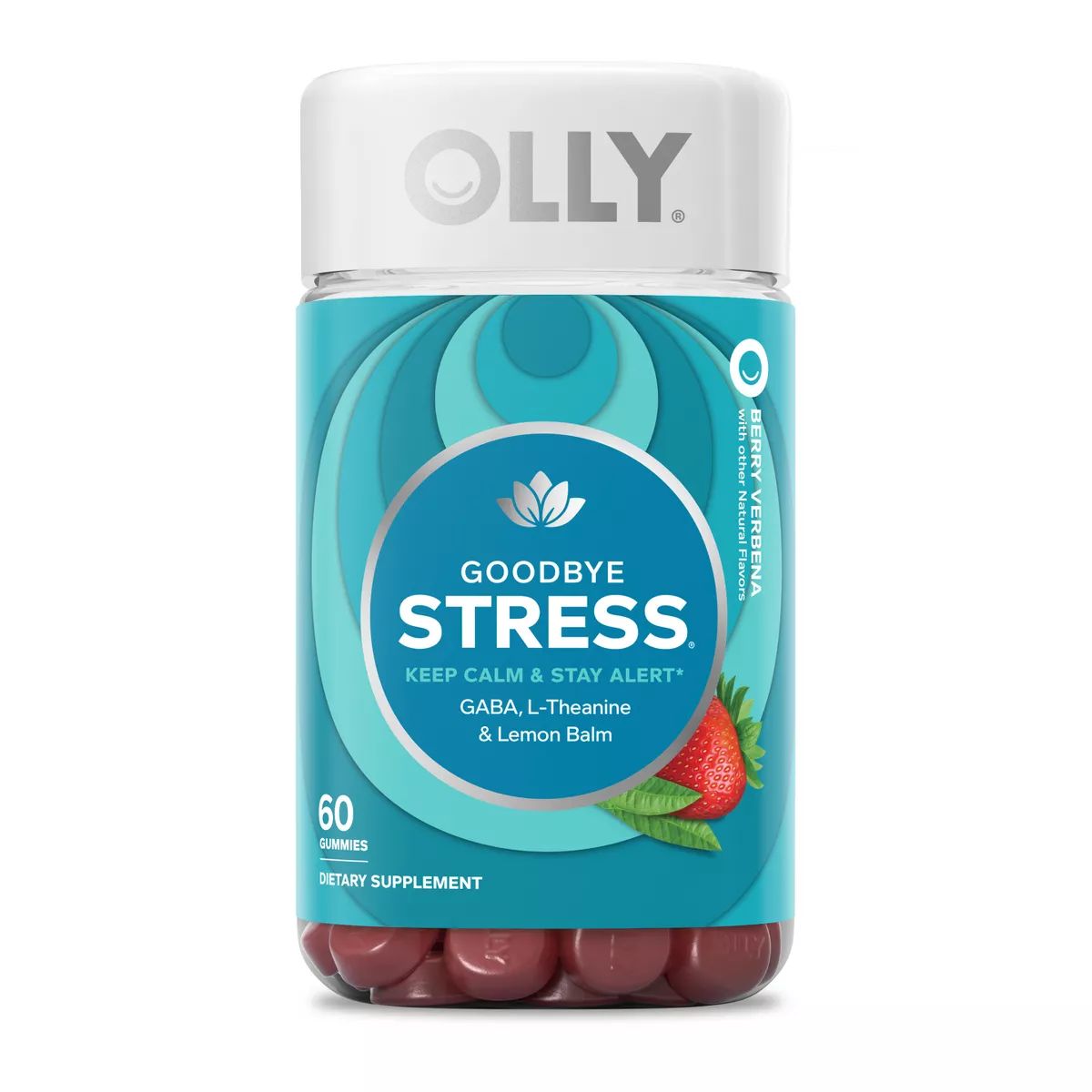 OLLY Goodbye Stress Gummies with GABA, L-Theanine & Lemon Balm - Berry Verbena | Target