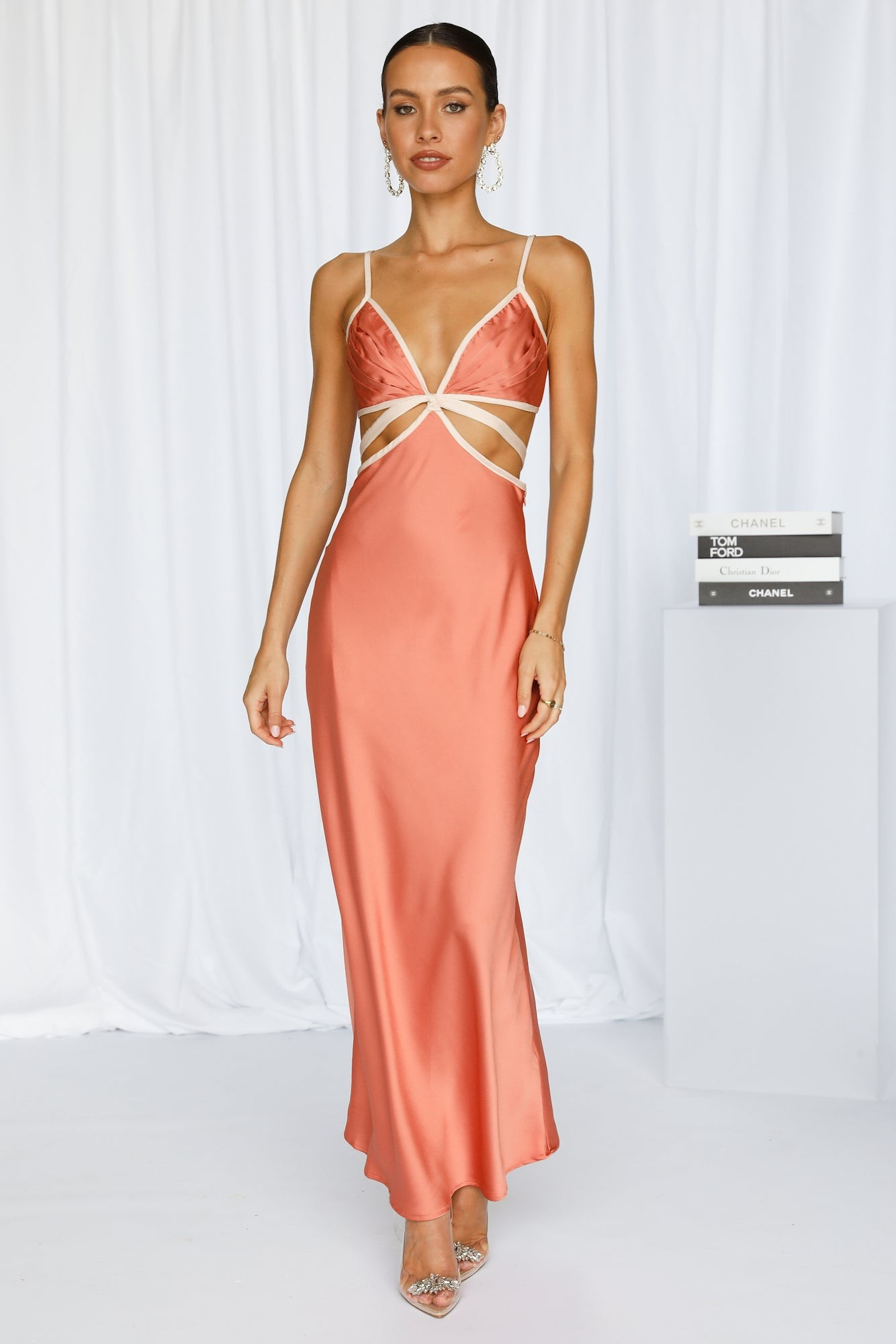 Imaginary Nights Midi Dress Coral | Hello Molly (AU)