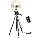 Amazon.com : Sensyne 10'' Ring Light with 50'' Extendable Tripod Stand, LED Circle Lights with Ph... | Amazon (US)