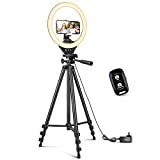 Sensyne 10'' Ring Light with 50'' Extendable Tripod Stand, LED Circle Lights with Phone Holder fo... | Amazon (US)