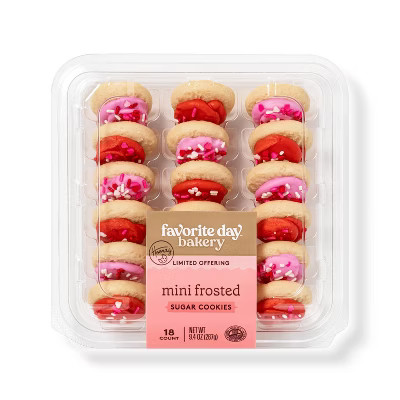 Valentine's Day Red & Pink Frosted Mini Cookies - 9.4oz/18ct - Favorite Day™ | Target