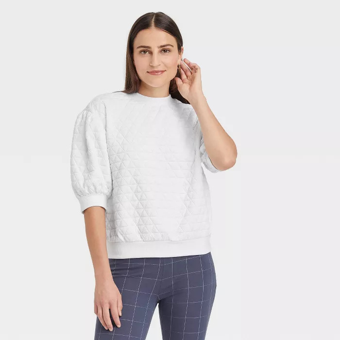 Women's 3/4 Sleeve Quilted Pullover Sweatshirt - A New Day™ | Target