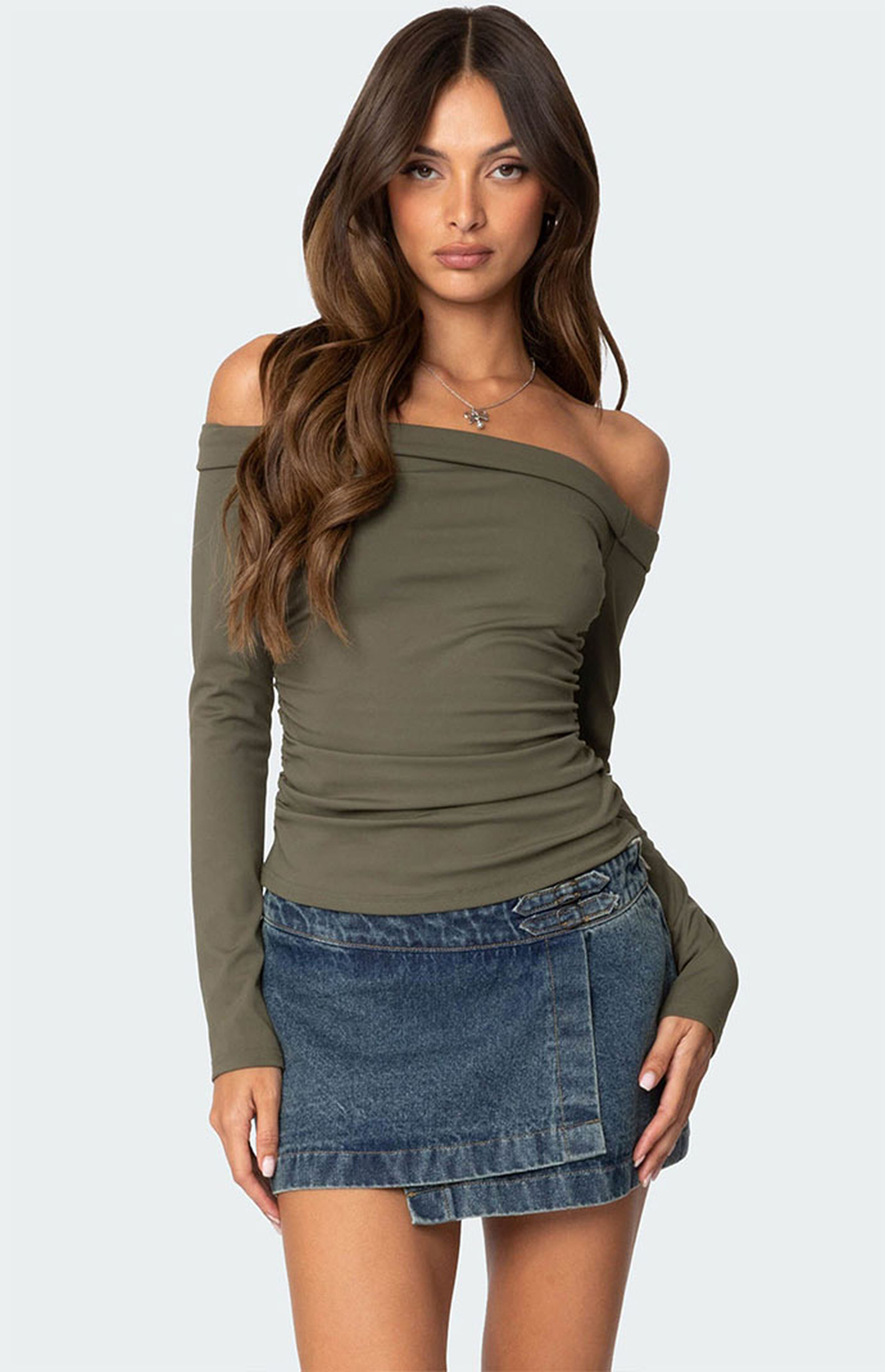 Edikted Celly Rolled Off Shoulder Top | PacSun