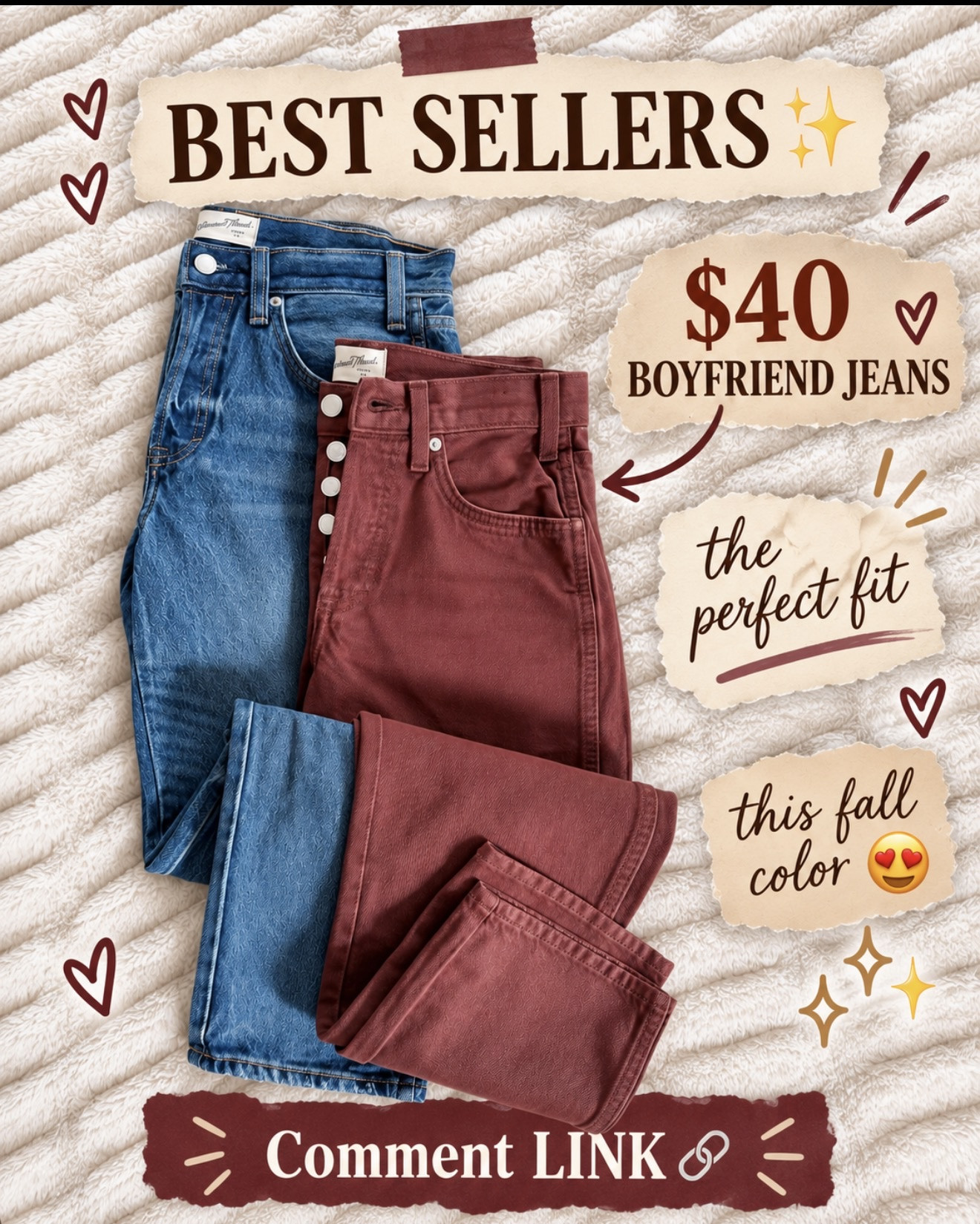 The perfect-fitting boyfriend jeans in the prettiest fall color 😍🍷 They’re only $40 and also come in the classic blue wash! Comment LINK and I’ll send them to you 🔗⬇️

#LTKOver40 #LTKootd #LTKmomlife