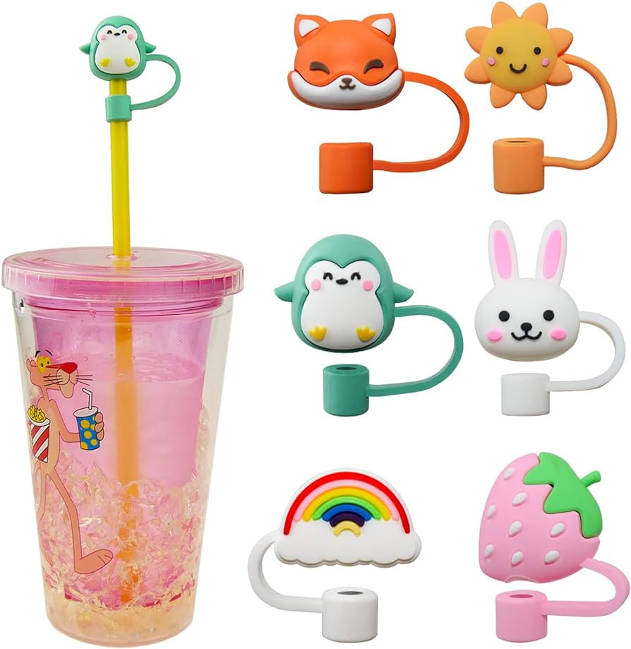 Straw Cover - 6 Pack Cute Colorful Silicone Reusable Drinking Straw Lids for Stanley Cup Dust-Pro... | Amazon (US)