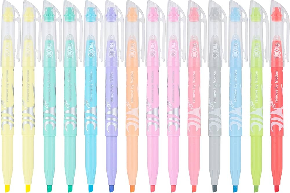 Pilot, FriXion Light Pastel Erasable Highlighters, Chisel Tip, Pack of 14, Assorted Colors | Amazon (US)