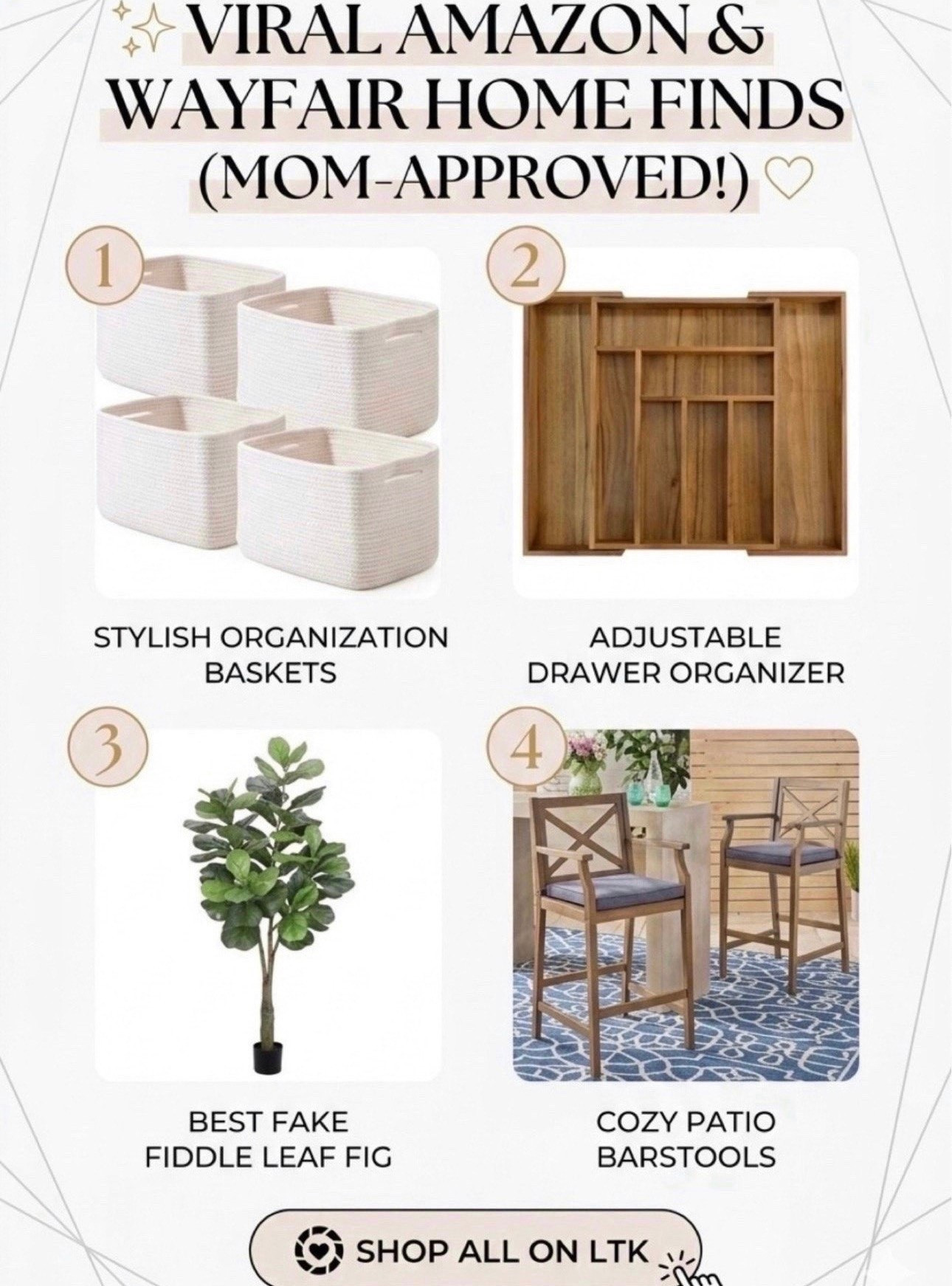 Sharing the top-selling home finds that actually make mom life easier and more stylish! ✨
I’ve rounded up my absolute favorite "tried and true" pieces that are currently trending in my home. From the best kitchen drawer organizer that expands to fit any space, to the woven storage baskets I use for toy rotation and laundry, these finds are the perfect blend of functional and chic.

#LTKHome #LTKSaleAlert

#LTKSaleAlert #LTKHome