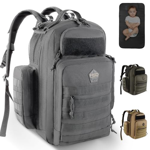 HighSpeedDaddy - Baby Diaper Backpack, Military-Grade, Waterproof Baby Travel Bag for Dads & Moms, Compact, Lightweight Design with Stroller Straps, & Tablet Sleeve - 32L capacity, Gunmetal Gray | Amazon (US)