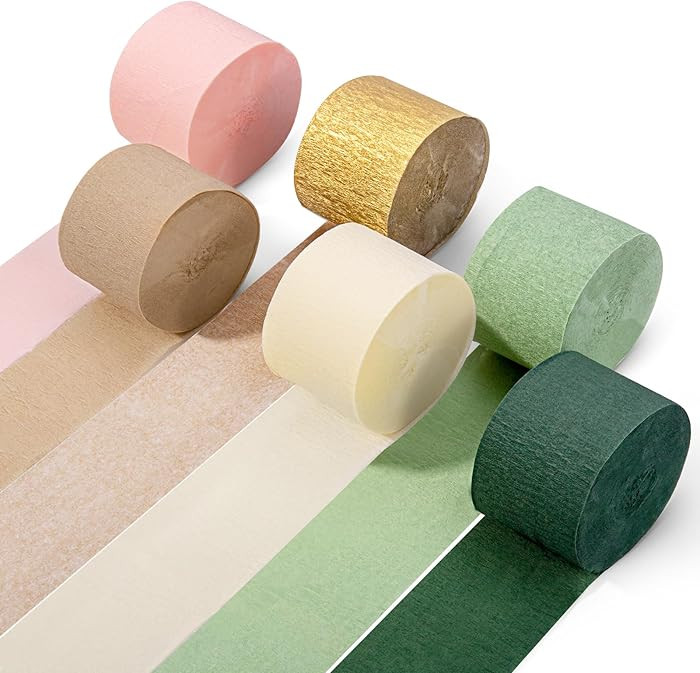 Riqiaqia Wedding Party Decorations, 6 Rolls Sage Green Crepe Paper Streamers or Green Boho Weddin... | Amazon (US)