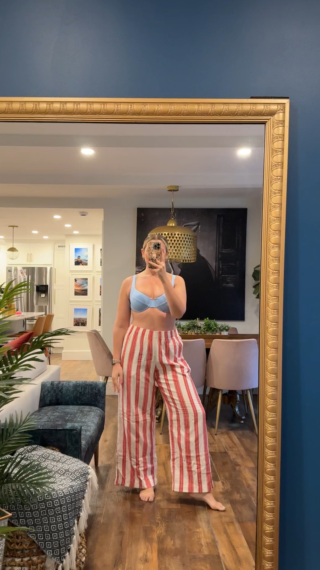 Red white and blue vacation outfit, swimsuit cover up, linen pants! Vetchy swimsuit wearing a large on top, xl on bottom - true to size, very stretchy, doesn’t dig in. Striped wide leg beach pants wearing a large - they’re a little big in the waist. East coast summer

#LTKSeasonal #LTKSwim #LTKMidsize