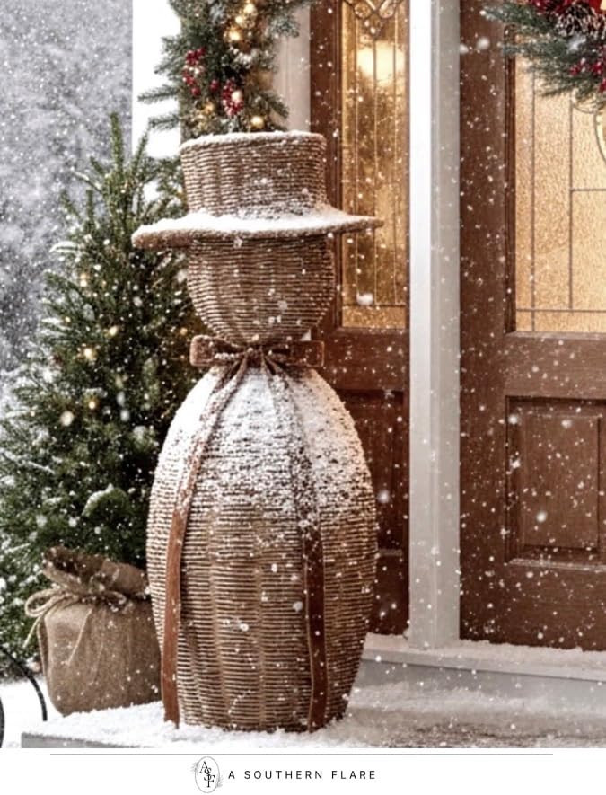 Snuggling up with some cozy winter decor. Loving this woven snowman! #WinterDecor #ChristmasVibes | Amazon (US)