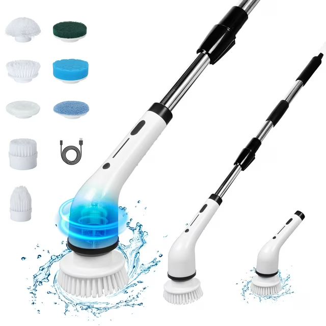 WLRETMCI Electric Spin Scrubber, Cordless Cleaning Brush with 8 Replaceable Brush Heads Adjustabl... | Walmart (US)