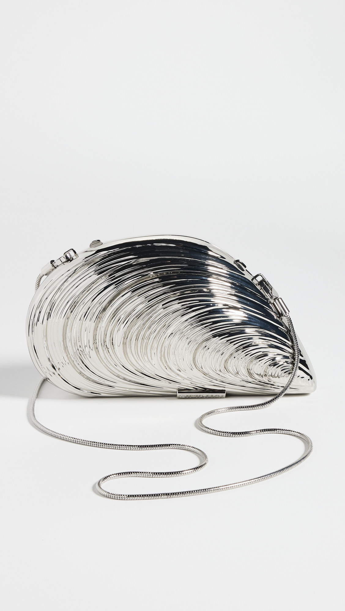 SIMKHAI Bridget Metal Oyster Shell Clutch Silver One Size | Shopbop