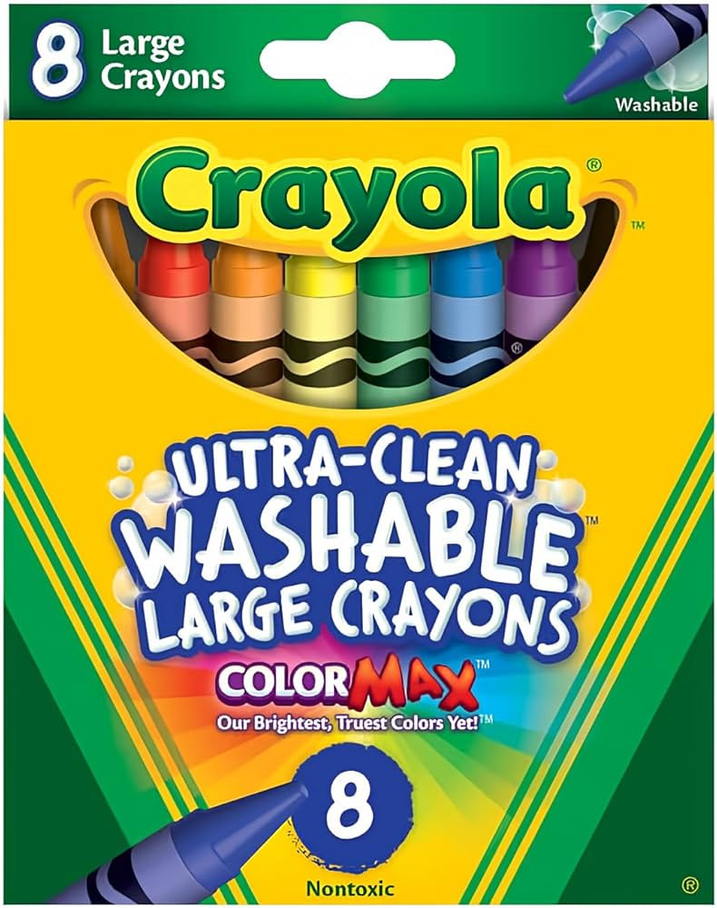 Crayola 523280 Ultra-Clean Washable Crayons, Large, 8 Colors/Box | Amazon (US)