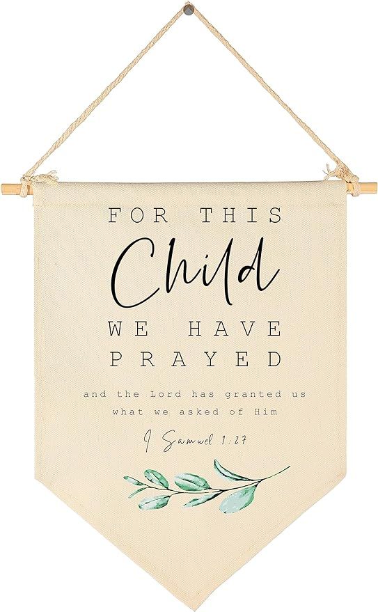 For This Child We Have Prayed-Bible Verse Decor-Scripture Sign-Flag Decor Gifts for Baby Boys Gir... | Amazon (US)
