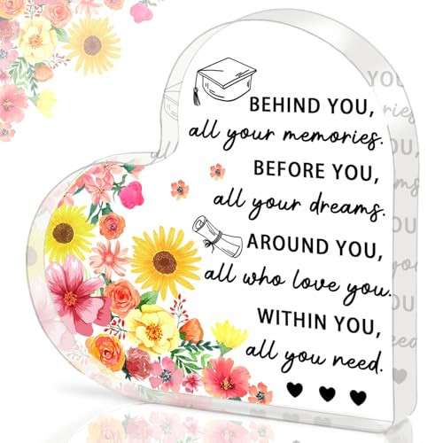 Graduation Gift for Her Him, 2026 Graduation Decorations - Engraved Acrylic Heart Plaque Graduate Gifts 4.7 × 4.7 × 0.6 inch, High School, Masters Degree, College Graduate Gift for Women, Men | Amazon (US)