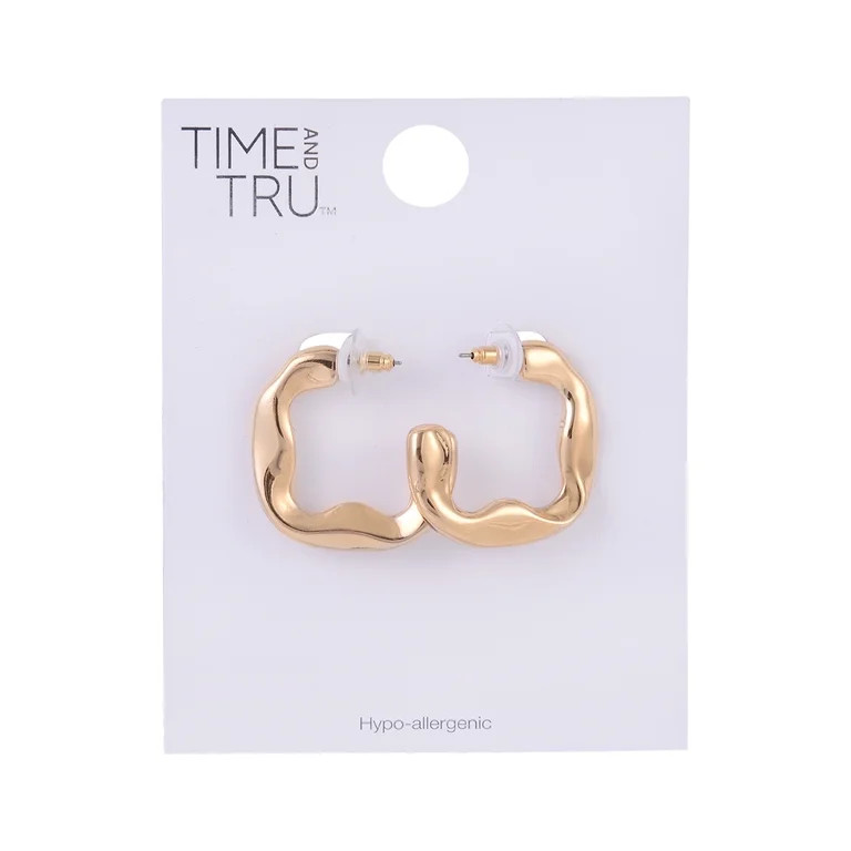 Time and Tru Goldtone Wavy Hoop Earring | Walmart (US)