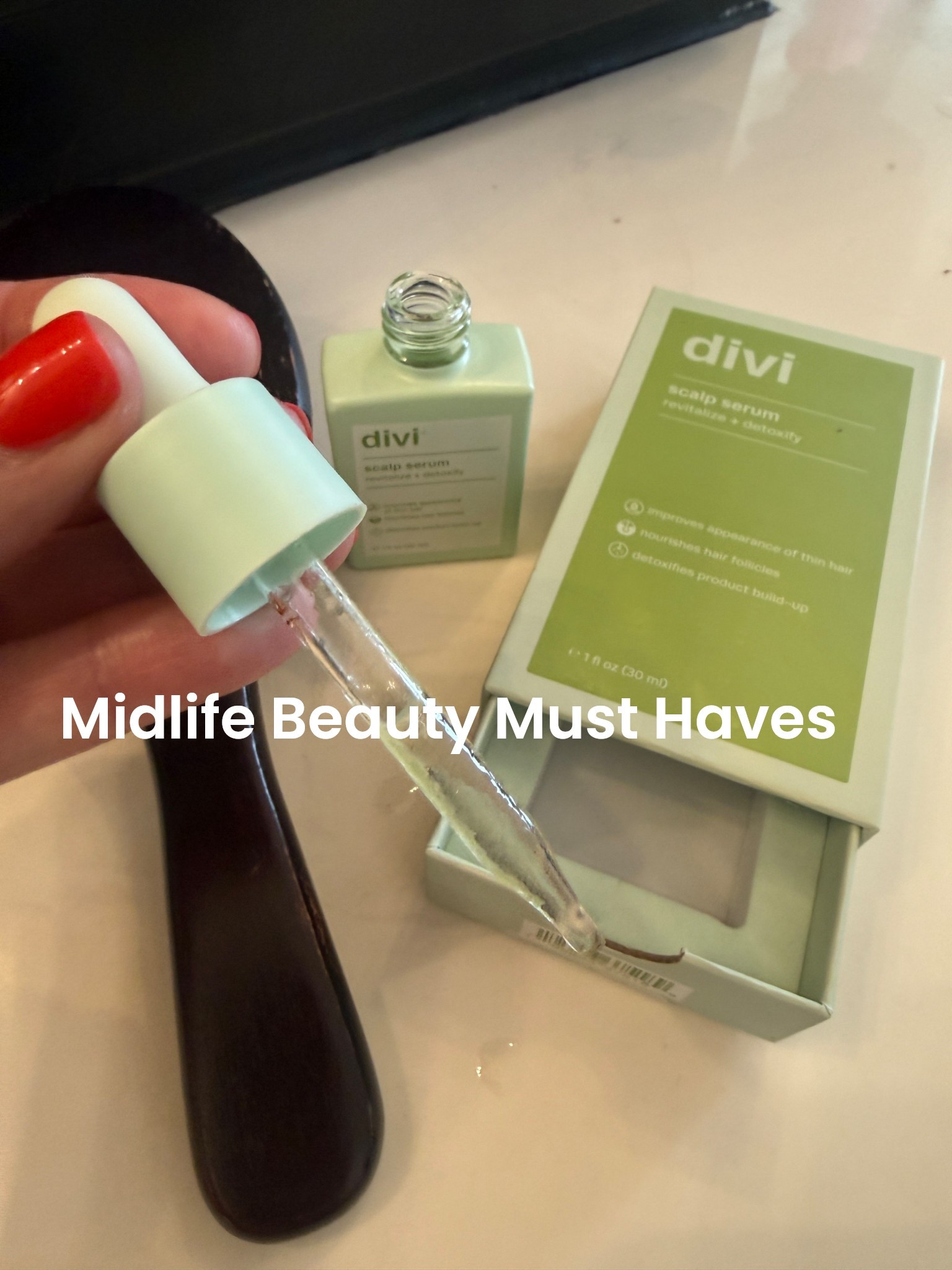 Midlife must have beauty product.

(I use once a week)

Divi clean Beauty 
Scalp serum 
Revitalize & detoxify 

-Clean beauty 
-Improves appearance of thin hair 
-moisturizes hair follicles 
- detoxify &  removes product build up 


#LTKBeauty #LTKselfcare #LTKOver40