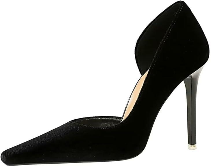 JOEupin Women Formal Stiletto High Heels Pumps Pointed Toe Velvet Slide Office Wedding Lady Party... | Amazon (CA)