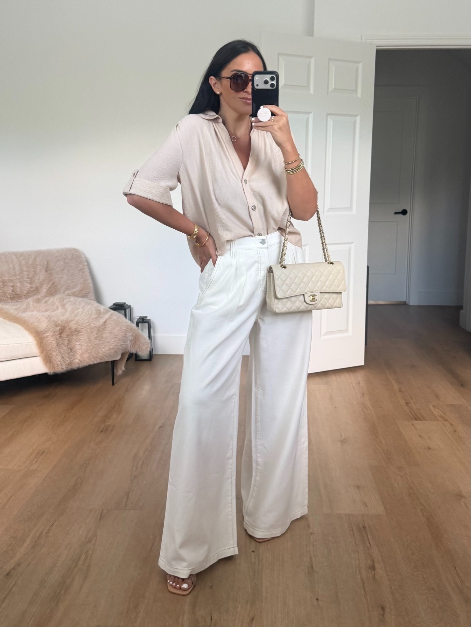 Zara Flowy short sleeve skirt wearing size small. Pistola jeans wearing 27