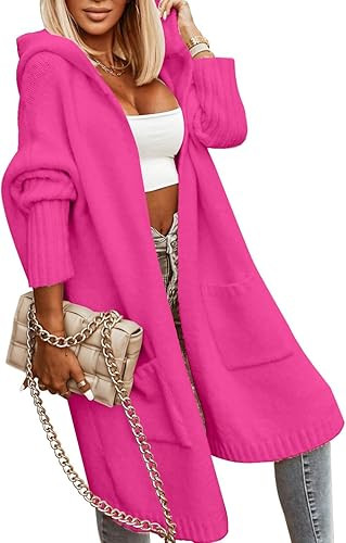 Aoysky Womens Long Cardigans Cable Knitted Open Front Oversized Hooded Outerwear Sweater Coat | Amazon (US)