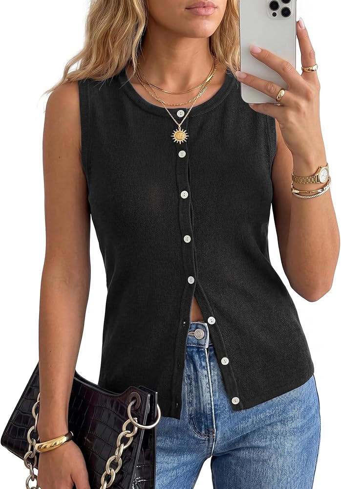 Arach&Cloz Women's Wool Blend Non See Through Button Down Business Casual Tank Tops 2026 | Amazon (US)