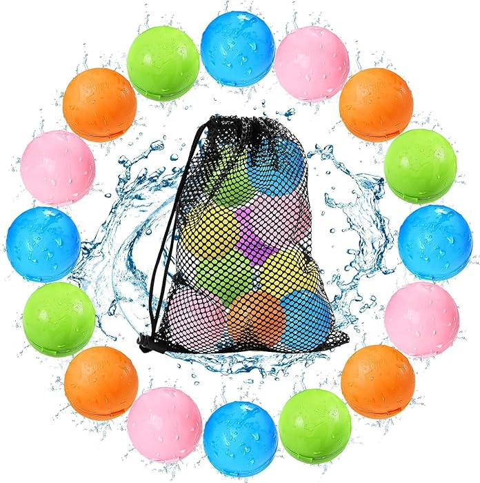 Tlitlimom 16Pcs Reusable Water Bomb Balloons, Pool Beach Toys for Kids ages 3-12, Summer Toy Wate... | Amazon (US)