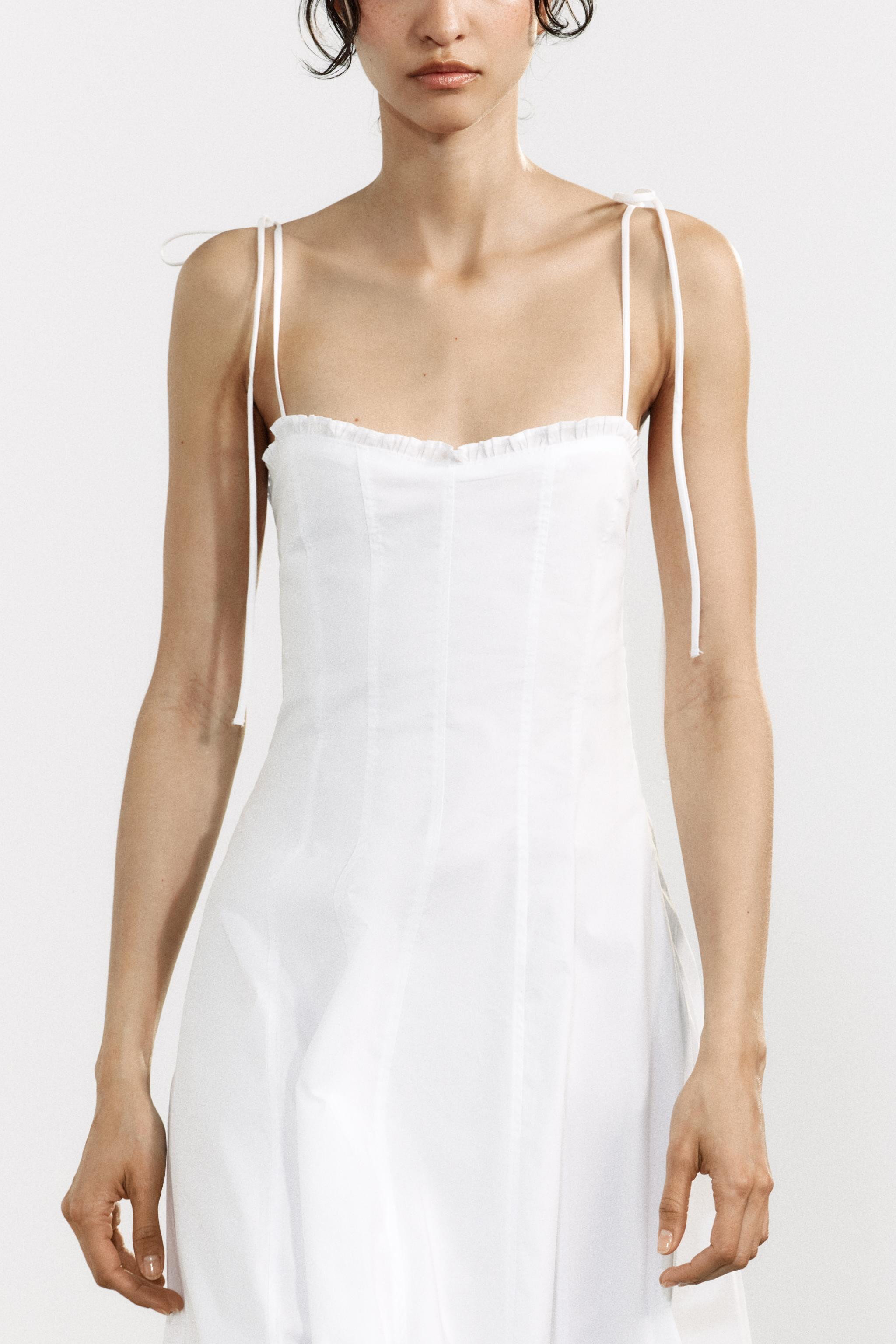 POPLIN RUFFLE MIDI DRESS | Zara UK