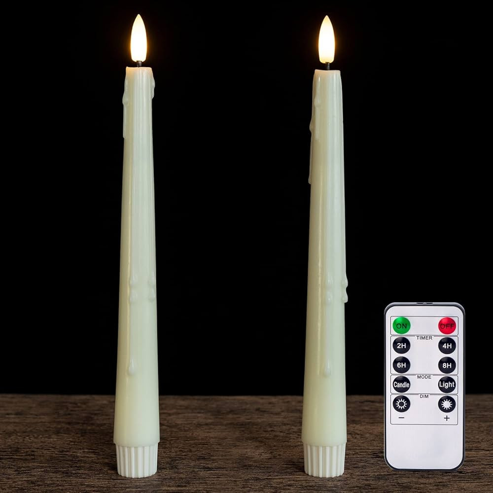 Real Wax Flameless Taper Candles with Remote, 9.6 Inches LED Window Candles 3D Wick Flickering Ba... | Amazon (US)
