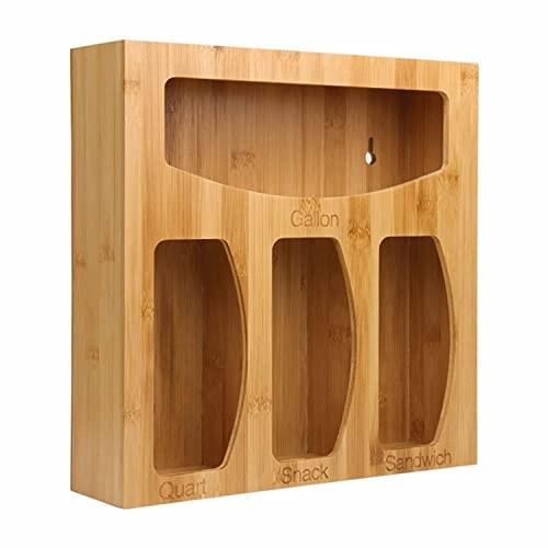 Food Ziplock Bag Storage Organizer For Kitchen Drawer, Bamboo Baggie Holder, Compatible With Ziploc, Solimo, Glad, Hefty For Gallon, Quart, Sandwich And Snack Variety Size Bags(1 Box 4 Slots) | Amazon (US)