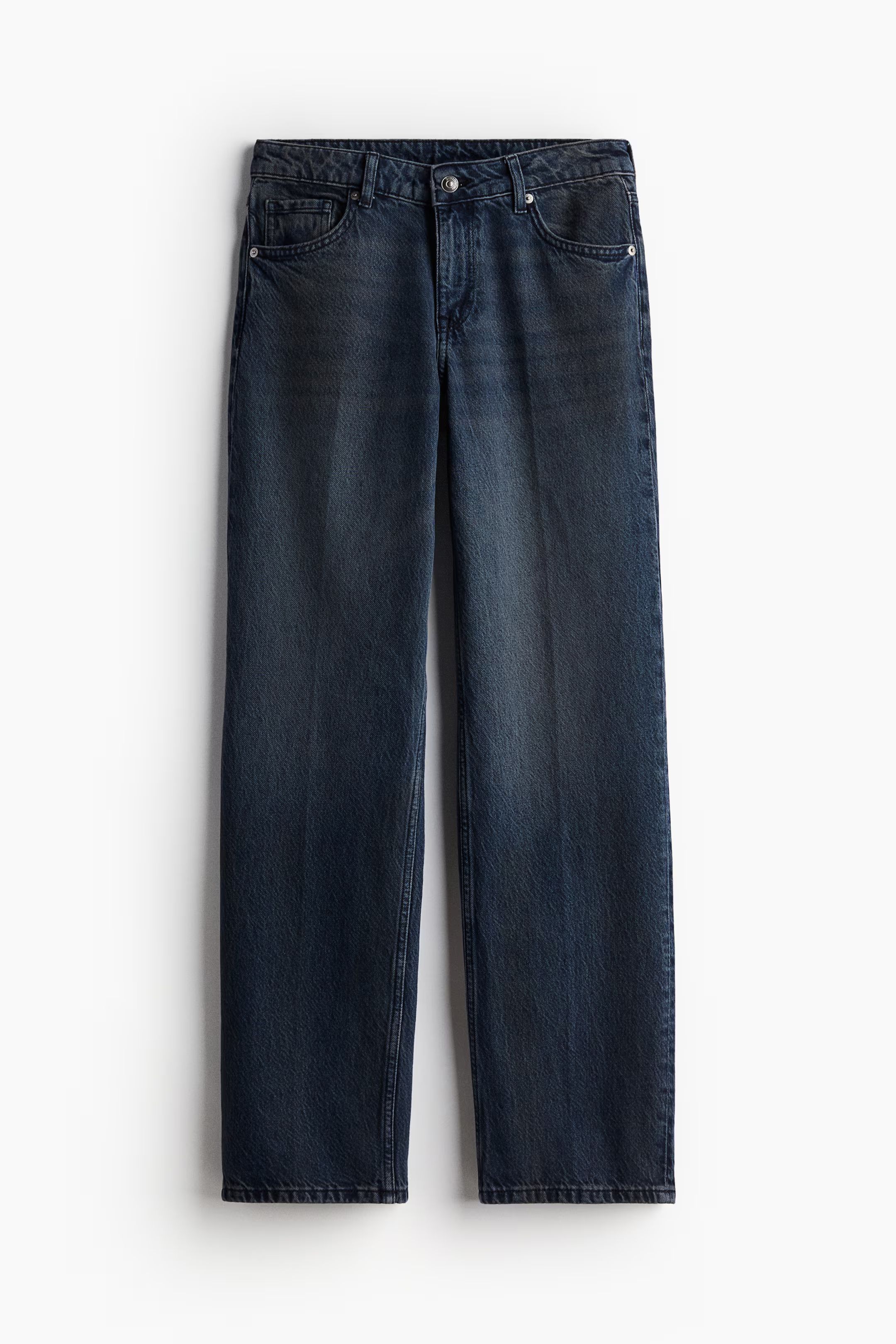 Straight Regular Jeans - Regular waist - Extra-long legs - Dark denim blue - Ladies | H&M US | H&M (US + CA)