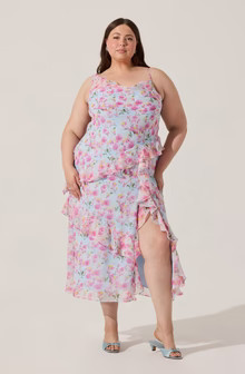 Levina Asymmetric Floral Ruffle Dress | ASTR The Label (US)