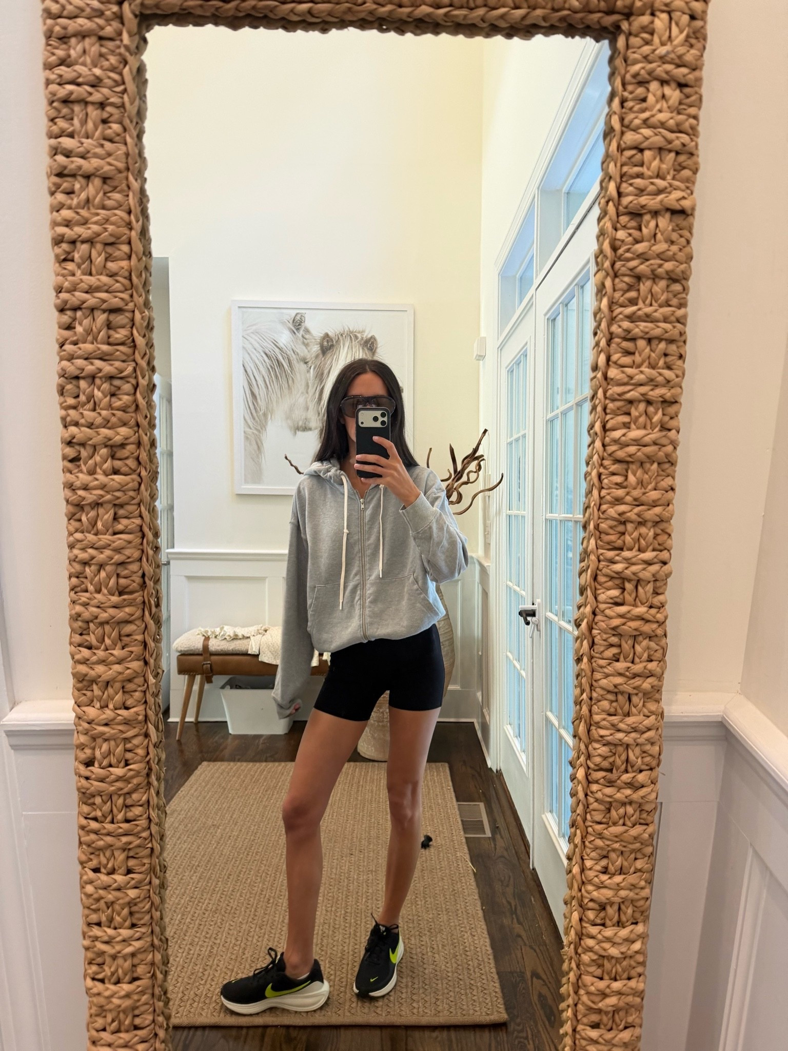 Workout outfit in the Hamptons! My sweatshirt is Year of Ours and onesie is Live the Process