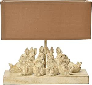 Creative Co-op Whitewashed Rabbit Table Lamp with Sand-Colored Linen Shade, 14" L x 5.5" W x 13" ... | Amazon (US)