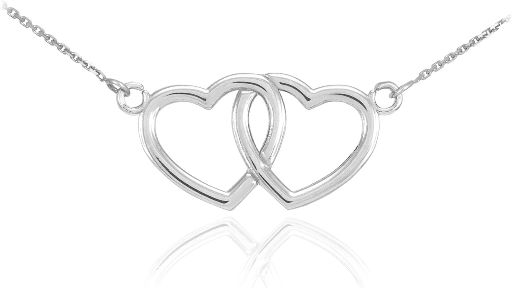 925 Sterling Silver Double Open Heart Necklace | Amazon (US)