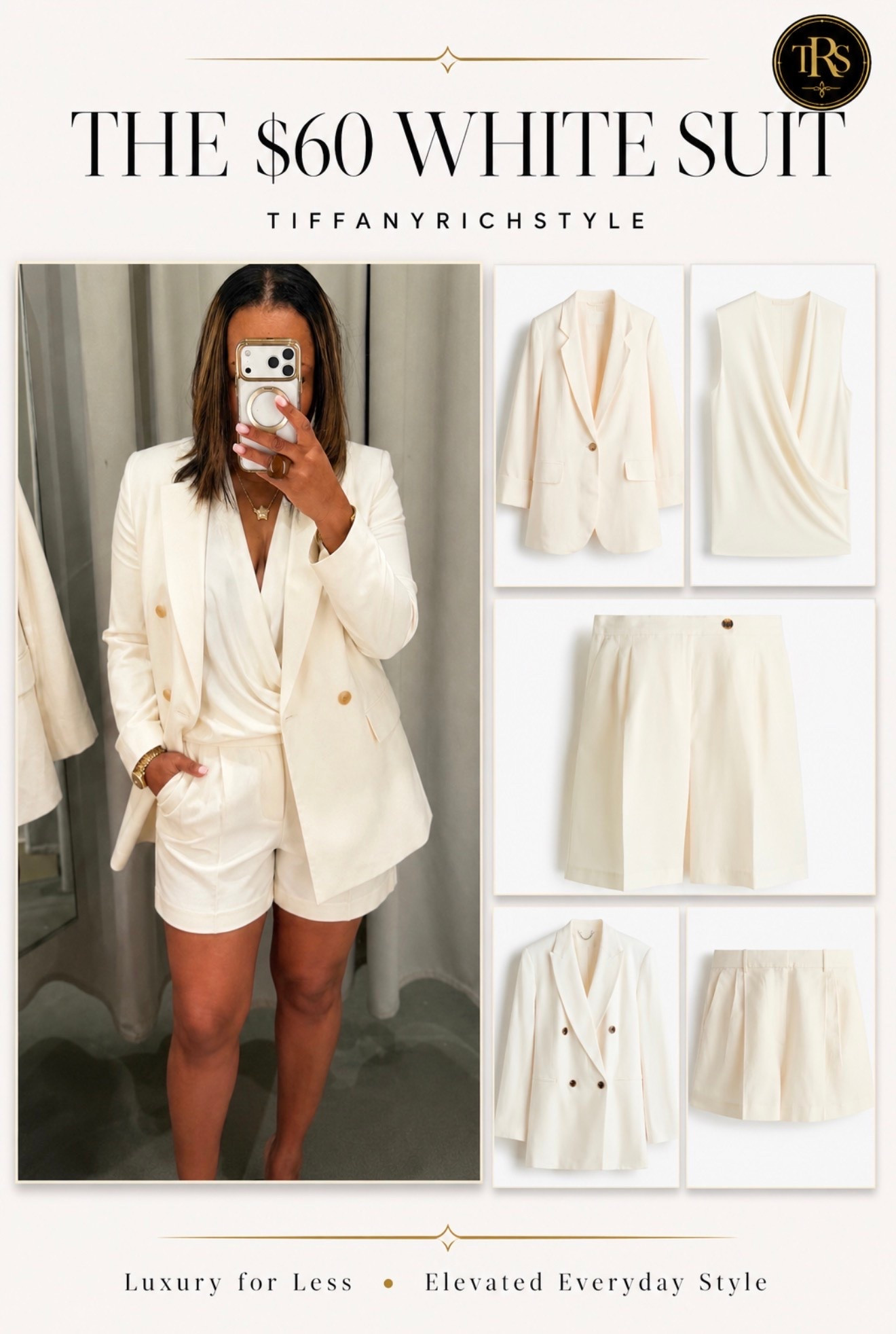 POV: You found the $60 white suit that looks designer.  #AffordableFashion #WomenOver40 #SummerOutfits #FashionFinds #TiffanyRichStyle